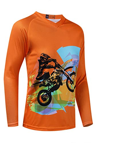 Long Sleeve MTB Jersey Women, Dirt Bike Shirt for Mountain Motocross Biking BMX Motorcycle Fishing Off Racing