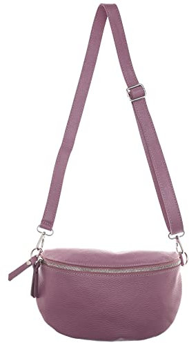 Zwillingsherz Bauchtasche mit Reißverschluss aus 100% Echtleder - Hochwertige Schultertasche zum Umhängen für Damen Frauen Mädchen – Crossbag groß und elegant - Umhängetasche Handtasche Bag