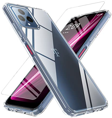Kuaguozhe Für Telekom T Phone 2023 5G Hülle, T Phone 2023 Hülle mit 1 Stück Schutzfolie, [Nie Vergilbung] Transparent Handyhülle 360 Grad Schutzhülle für T-Mobile T Phone 2023 5G/REVVL 6 5G