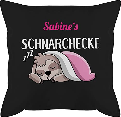 Kissen 50x50 - Faultier Schnarchecke - 50 x 50 cm - Schwarz - personalisiertes geschenke für schnarcher schnarchen und schnarchkissen schnarch name schnarchecken personalisierte schnarchplatz