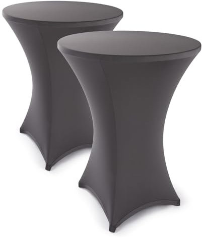 Blumtal 5er Set Stretch Stehtisch Hussen Bügelfrei - Oeko -TEX zertifizierte Tischhussen für Stehtische Ø 80 – 85 cm - Verstärkung im Fußbereich - waschmaschinengeeignet - Anthrazit