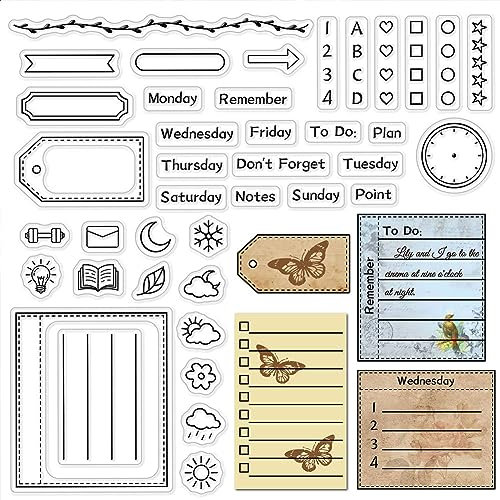 craspire Kalender-Planer-Rahmen, Transparenter Gummistempel, Monat, Woche, Datum, Uhrzeit, Transparente Silikon-Siegel, Stempel Für Journaling, Kartenherstellung, DIY, Scrapbooking