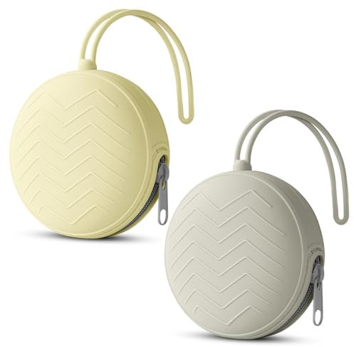 Aolso Silikon Baby Schnullerbox, 2pcs Aufbewahrung Schnullerhalter Case, BPA-Frei Schnullertasche, Tragbare Schnulleraufbewahrung Box, Wasserdicht Schnullerbox, Mädchen & Junge (Weiß/Hellgrau)