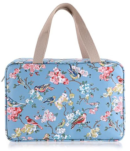 SUMTree Trousse de Toilette Sac de Toilette Motif doiseaux Grande capacité Organisateur pour Le Voyage, Business, Pique-Nique (Bleu Clair) …