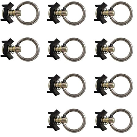 EIOLWJIEO 10 Stück L Schienen Einzelbolzenbeschlag mit rundem Ring, Einzelbolzenbeschlag, Spanngurte, Anhänger, runder Ring, Spannanker, Schwarz