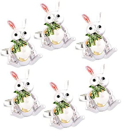 NAMOARLY 6st Kaninchen-serviettenringe Serviettenschnallen Für Ostern Serviettenhalter Häschen-serviettenring Ostern Hase Serviettenring Osterhasen-serviettenringe Tier Legierung Perle