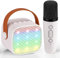 Karaoke Machine Kids, Newest Wowstar 4 in 1 Karaoke Machine Bluetooth Speaker with Wireless Microphone for Kid Adult, Voice Changer with LED Party Lights Toy Gift for Girl Boy Birthday Children（White）