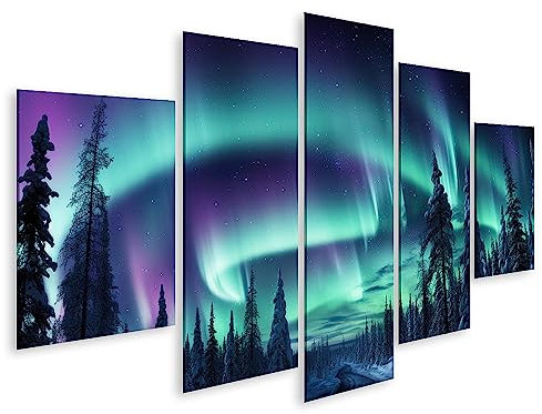 islandburner Prime Bild auf Leinwand Polarlicht Beleuchteter Nachthimmel Bilder Wandbilder Poster