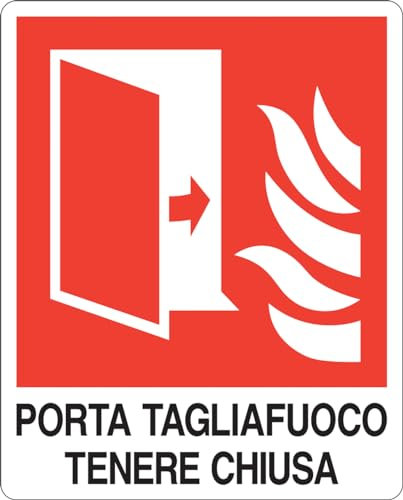 GLOBAL CARTELLO SEGNALETICO - PORTA TAGLIAFUOCO TENERE CHIUSA - Adesivo Extra Resistente, Pannello in Forex, Pannello In Alluminio (10x15 cm, Adesivo)