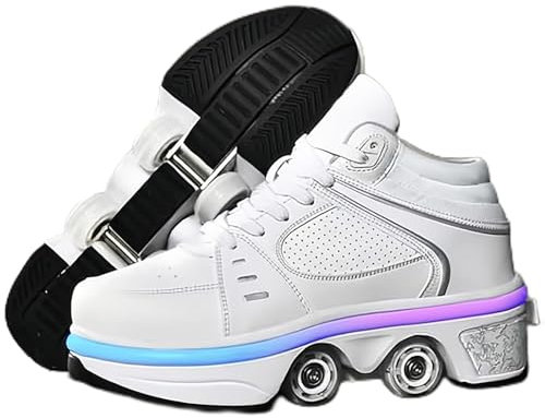 Rollschuhe Schuhe,Schuhe mit Rollen für Mädchen,Turnschuhe mit Rollen Jungen,Roller Schuhe zum Einklappen,LED Roller Skates for Kids,Schuhe Roller Frauen (G, 34)