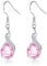 Cangall Silver Drop Earrings for Women, 925 Sterling Silver Dangle Earrings with Pink Cubic Zircon, Hypoallergenic Twisted Linear Silver Teardrop Dangly Earrings Jewelry Gift for Christmas Birthday