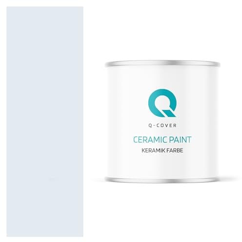 Q-COVER Keramik Farbe 2L (ca.14m²) Weiß-hellblau Wandfarbe Innenfarbe Abwaschbar Klasse 1 Mattfarbe Deckenfarbe Scheuerfest Küche Bad Treppen Ceramic Hohe Deckkfraft