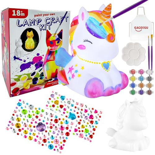 Lotvic Bastelset Kinder Einhorn Lampe Malset, 3D Einhorn Lampe zum Basteln Nachtlicht, DIY Einhorn Malset Bastelset, Einhorn Geschenke Malset, Geschenk zum Basteln für Kinder ab 6 Jahre
