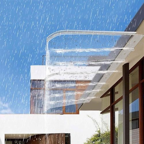Front Door Canopy Outdoor Awning, Rain Shelter For Back Door, Porch, Thicken Clear Cover Maintenance-Free Awning, Polycarbonate Sheet,Awnings For Doors,No Brackets For Front Door/Porch Patio Roof(Eave
