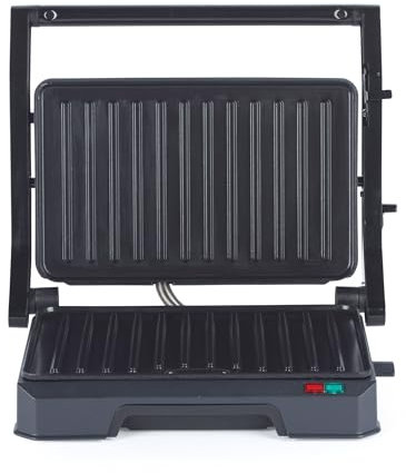 Salter Kuro Health Grill & Panini Maker – Electric Fold-Out Sandwich Toaster, Steak Grill, Dual Cooking Surfaces, Removable Drip Tray, Open to 180° For Flat Cooking, 850W, EK6348MBLK