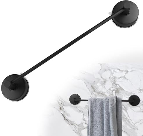 LALAGO 43cm Toallero de Ventosa de 304 Acero Inoxidable Ganchos de Succión Ventosas Sin Taladrar, Toallero de Baño Impermeable de Vacío Negro Capacidad de Carga 5KG/PC para la Pared de la Ducha