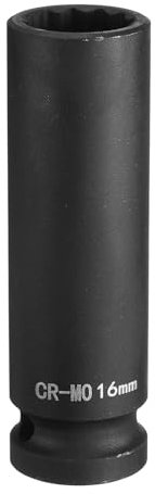 sourcing map 12-Point Deep Impact Socket 1/2 Inch Drive 16mm Metric Chrome Molybdenum Alloy Steel Spindle Axle Nut Impact Socket