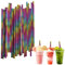 Iridescent Paper Straws for Craft,100Pcs Biodegradable Disposable Straw,8 Inch 6mm Bore Paper Drinking Straws Coffee Juice Cocktail Straws for Birthday Wedding Baby Shower Party and DIY Decorations
