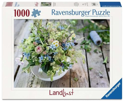 Ravensburger Puzzle Sommerlicher Wiesenstrauß mit Himmelblauem Südstern | 1000 Teile Puzzle, Erwachsenenpuzzle, Geschenk für Frauen und Männer