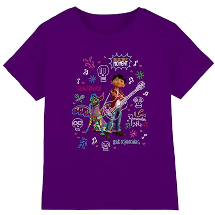 Coco Boy's Coco Miguel and Dante with Movie Quotes and Colorful Doodles Unisex Kids T Shirt T-Shirt