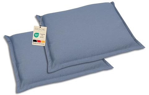 GO-DE Textil Bequeme und attraktive Polsterauflagen für Hochlehner-, Mittellehner- und Niederlehner-Gartenstühle (2er-Set, Uni Blau, Hockerauflage)