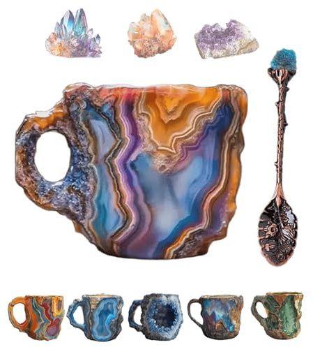PUYUNA Coffee Cup,Geode Coffee Mug, Unique Coffee Mugs New Elegant Multi Colored, Coffee Mugs Funny Friendship Gifts for Women,D(J)