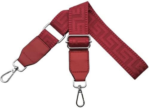 Schultergurt für Tasche Taschengurte zum Wechseln, Verstellbar Taschengurt Breit 3.8cm mit Leder Silber Karabiner - Taschenband Schulterriemen für Damen Handtaschen, Rein rot, T14