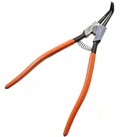 PINZA BECCHI CURVI AD ESPANSIONE EXTRA LUNGA PER ANELLI ELASTICI SEEGER LUNGHEZZA 300 mm IN ACCIAIO FORGIATO