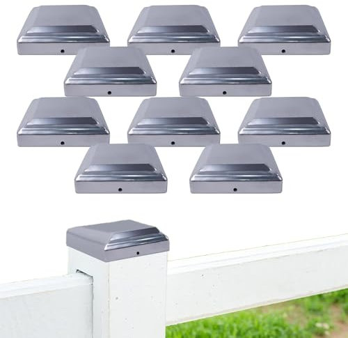 Generisch Pfostenkappen, 8x8 / 10x10 /12x12/15x15 cm 10 Stück Aluminium Pfostenabdeckung, Zaunpfosten Kappen, Eckige Abdeckkappe, Wetterfeste Pfostenkappe für Garten Holzpfosten