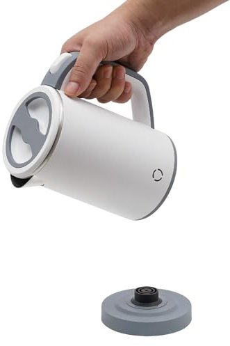 Mini Wasserkocher Edelstahl 800ML Reisewasserkocher Klein 600 Watt Tragbarer Electric Kettle 5 Minuten Schnelles Kochen Camping Teekocher Haushaltsgeräte für Büro Kaffee- und Teegetränke (Weiß)