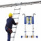 5m-10m Telescopic Extension Ladder Lightweight Aluminum Folding Climbing Ladder with Hooks & Wheels Adjustable Height for Outdoor Use Compact & Portable
