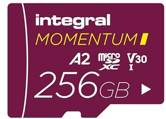 Integral Momentum I 256GB microSDXC Card - Up to 210MB/s Read, 180MB/s Write, V30, U3, A2-4K/5K UHD for GoPro, DJI Drones, Action & 360 Cams - Waterproof, Shockproof, Rugged