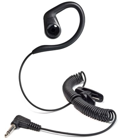 HYSHIKRA Universal Coiled Tube Earpiece Headset with 3.5mm Jack | Listen Only Earpiece with Adjustable Ear Hook