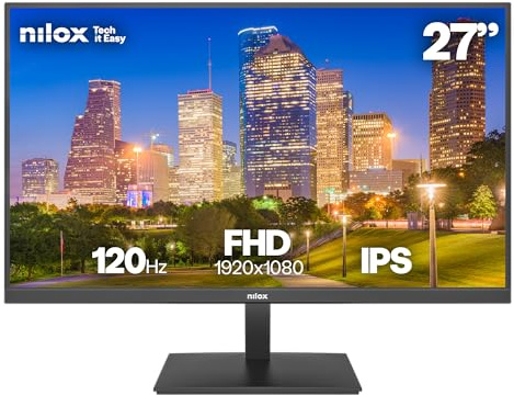 Nilox NXM27FHD1204 Monitor Gaming 27'' Full HD IPS, Frequenza 120 Hz, Tempo 4 ms, Uscita Audio 3,5 mm, Connessioni HDMI/DP, VESA 100×100 mm