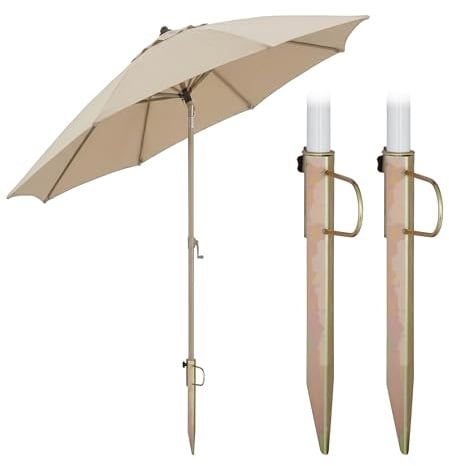 Relaxdays Rasendorn Sonnenschirm 2er Set, Stangendicke bis 32mm, metallic | Garten, Camping, Strand, Schirmständer, Stahl