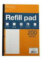 Ryman Refill Pad A4 Ruled With Wide Margin 400 Pages 200 Sheets