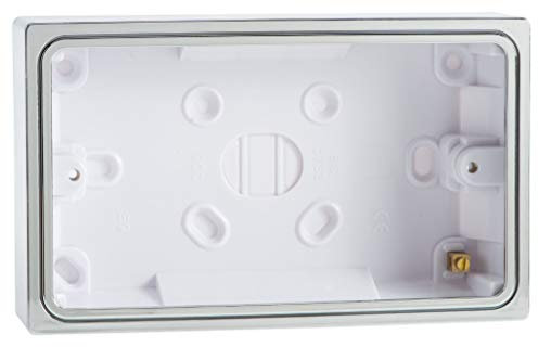 Varilight YBD/C Polished Chrome Decorative Twin Socket Back Pattress Box Surface, White, 91x151x35mm