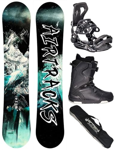 AIRTRACKS Snowboard Set (Paquete Completo) Tabla Refractions Game Extra Wide (Hombre)+Fijaciones Master+Botas+SB Bolsa Nuevo 155 159 161 165 168 171