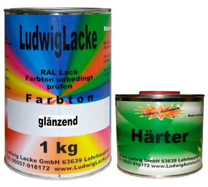 LudwigLacke 1,5 kg Set Lack mit Härter RAL 3000 Feuerrot