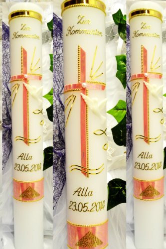 Taufkerze Kommunionkerze Junge MädchenT-199 400/40 mm inkl. Beschriftung