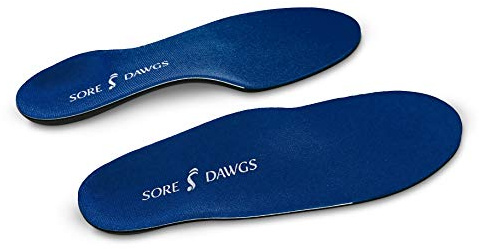 Sore Dawg Expedition Support Insoles for Low-Arch All-Around Footwear, Blue, Medium (Mens 7.5-9, Womens 8-10.5)