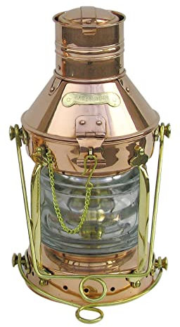 Petroleumlampe Ankerlampe Kupfer/ Messing, Petroleumbrenner, H: 32cm