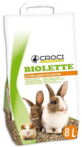 Croci Biolette - Lettiera ecologica 8 litri, lettiera pellet, naturale e biologica, per conigli roditori uccelli e piccoli mammiferi, antiodore