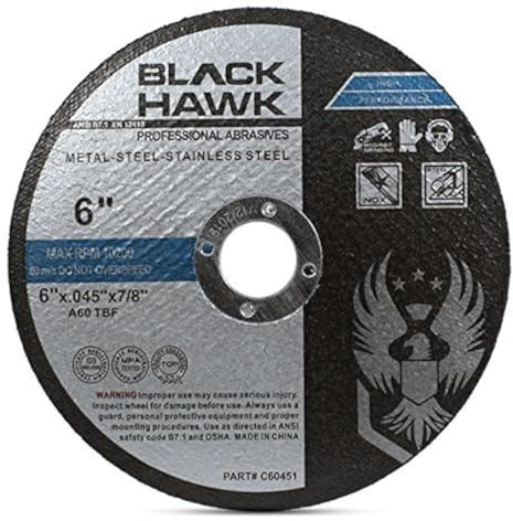 BHA Metal and Stainless Steel Thin Cut Off Wheels for Angle Grinders, 6” x .045” x 7/8” - 25 Pack