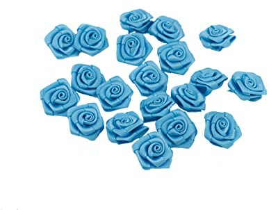 Creativery Satinrosen 2cm 20 Stück zum Basteln Dekorieren Verzieren - Farbauswahl - kleine Deko Rosen aus Stoff - Hochzeit Tischdeko Geschenkverpackung Scrapbooking Handarbeit Blüten Dekoideen Türkis