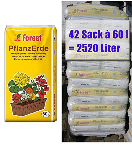 Pflanzerde FOREST 42 Sack mit je 60 Liter = 2520 Liter Qualitäts-Blumenerde aus Bayern