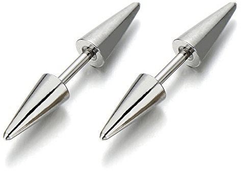 Doble Pico, Enchufe Falso Fake Plug, Pendientes de Hombre Mujer, Aretes, Acero, 2 Piezass