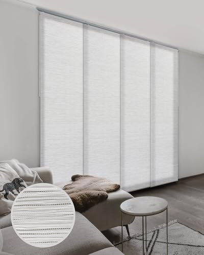 GoDear Design Room Dividers Screen 116 cm-218 cm W x Up to 243 cm H, Extendable 4 Panel Sliding Track Privacy Screens Hanging Room Divider, BedRoom Panel Screens, Partition Room Divider Curtains, Mica