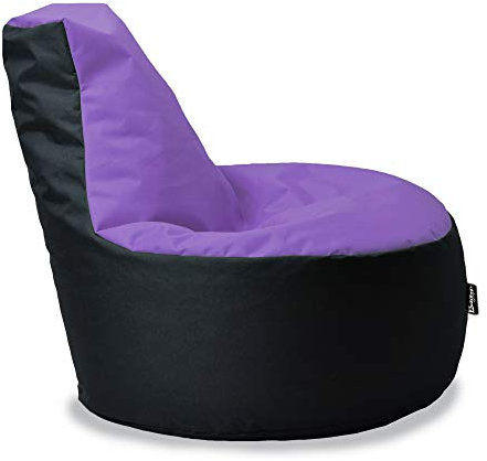 BuBiBag Gamer Sitzsack, Lounge Sessel, Gaming Sitzsäcke, Indoor & Outdoor Kissen für Kinder und Erwachsene (Flieder-Schwarz;Ø:80cm)