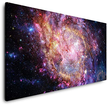 Galaxie und Sterne 120x 60cm Panorama Leinwand Bild XXL Format Wandbilder Wohnzimmer Wohnung Deko Kunstdrucke